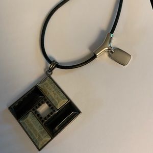 Lia Sophia cord necklace with 2 interchangeable charms. 14in.